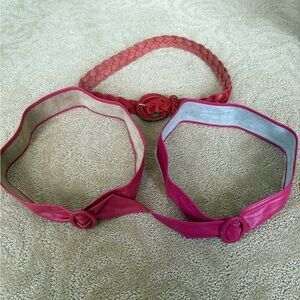 THREE Pink and Red Leather Belts